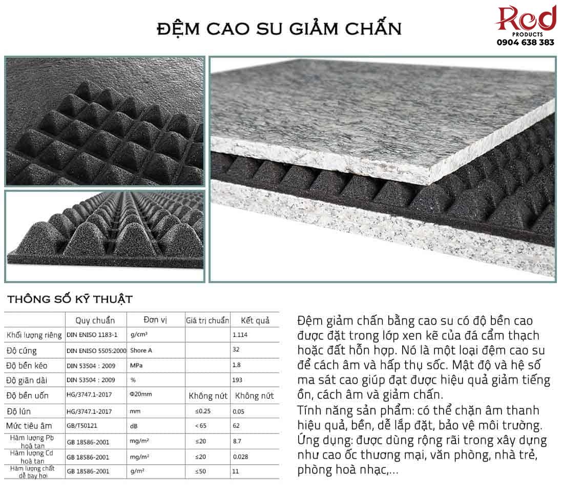 Thảm cuộn lót sàn cao su ly tâm cách âm đen TSBU10 7