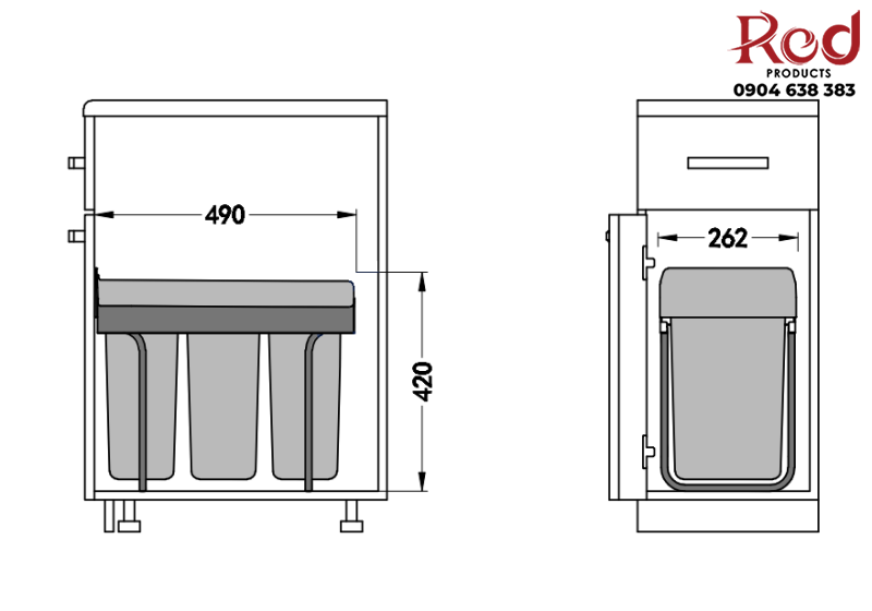 Thùng rác âm tủ ba ngăn loại 30 lít Taura DB310 7