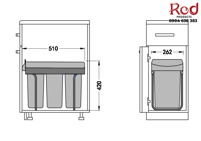 Thùng rác âm tủ ba ngăn loại 30 lít Taura DB310 3