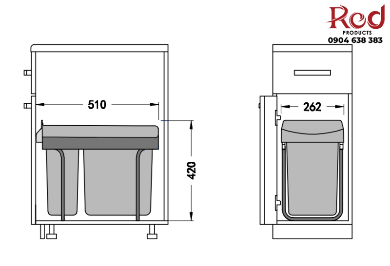 Thùng rác âm tủ hai ngăn loại 30 lít Taura DB30 5