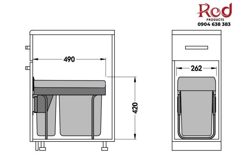 Thùng rác âm tủ hai ngăn loại 30 lít Taura DB30 9