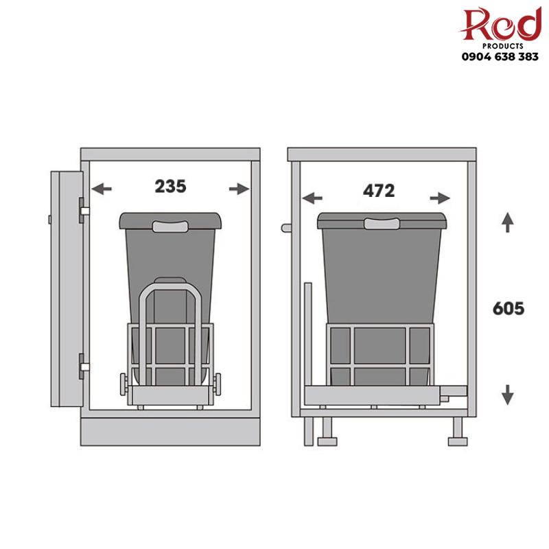 Thùng rác âm tủ một ngăn 35 lít WRB300 6