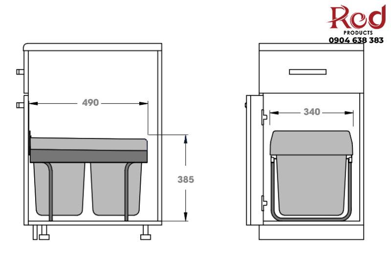 Thùng rác âm tủ thông minh loại 36 lít Taura DB18 7