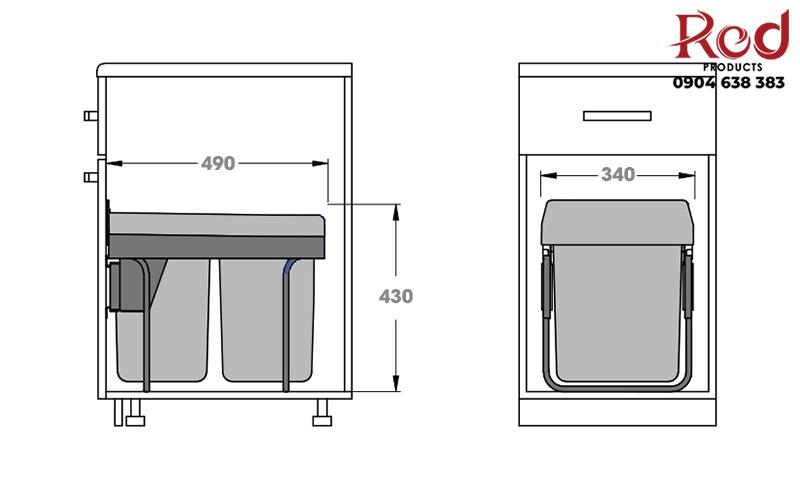 Thùng rác âm tủ thông minh loại 40 lít Taura DB20 8