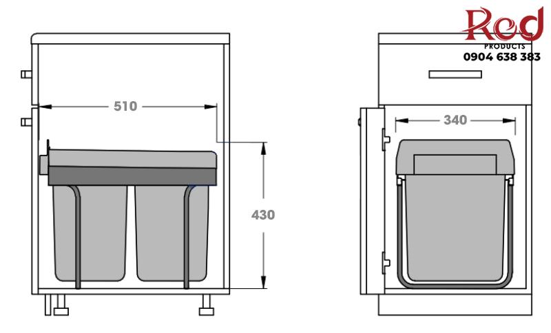 Thùng rác âm tủ thông minh loại 40 lít Taura DB20 4