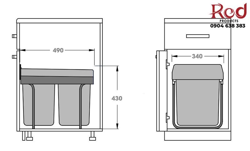 Thùng rác âm tủ thông minh loại 40 lít Taura DB20 6