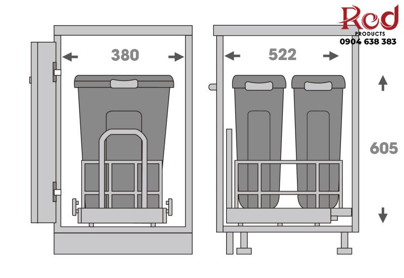 Thùng rác đôi thông minh âm tủ Taura WRB450 7