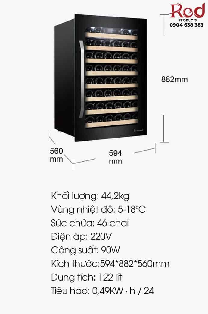 Tủ bảo quản rượu vang âm tủ Vinocave PRO-130AWJ 18