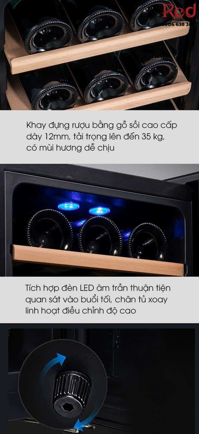 Tủ bảo quản rượu vang mini ngăn gỗ sồi 66 lít YS66S 7