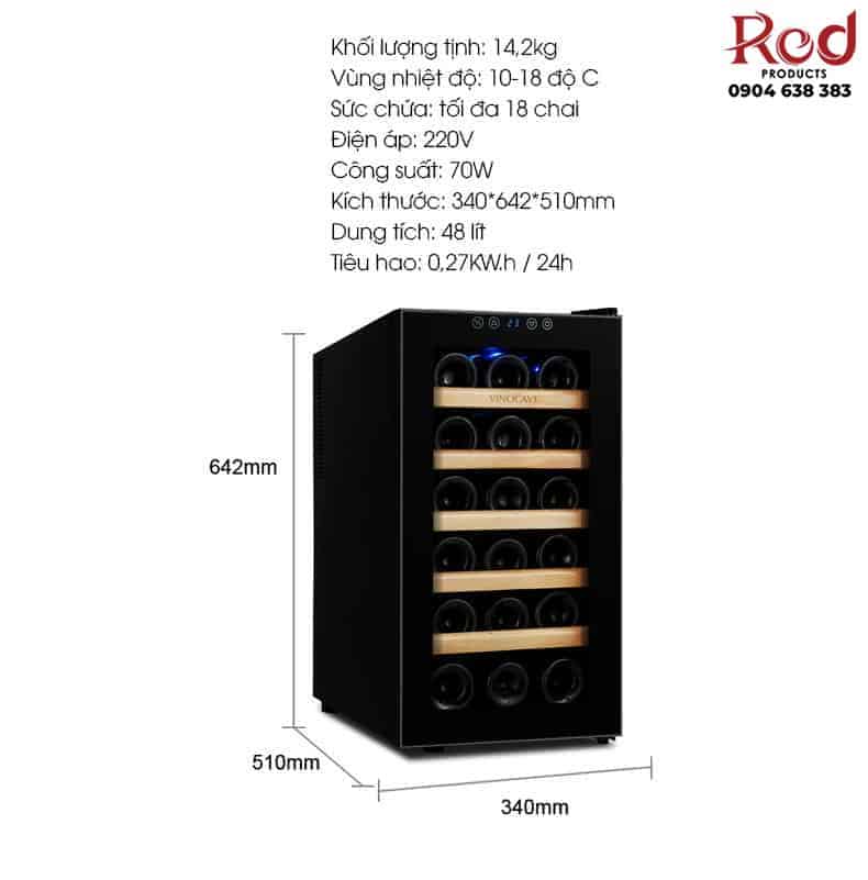 Tủ rượu vang mini Vinocave 18 chai SC-18AJP 11