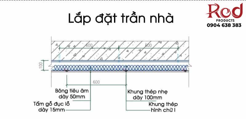 Vách gỗ đục lỗ tiêu âm tán âm chống cháy TG236 14