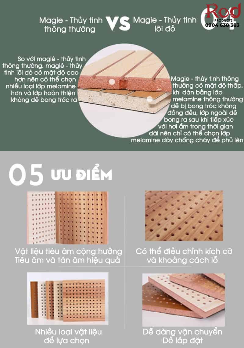 Vách gỗ đục lỗ tiêu âm tán âm chống cháy TG236 8