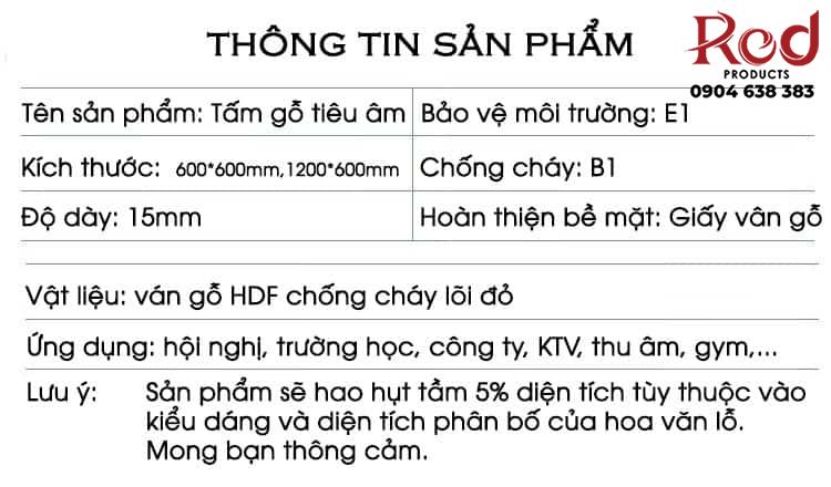 Vách gỗ HDF tán âm chống cháy 60x60cm GH002 20