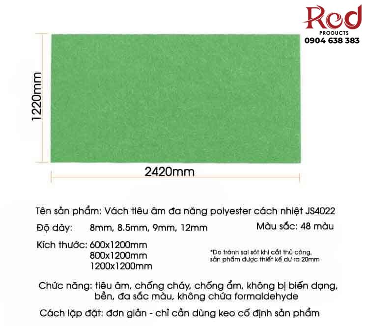 Vách tiêu âm đa năng polyester cách nhiệt JS4022A 26