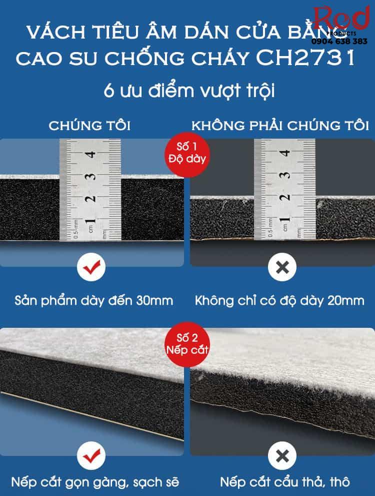 Vách tiêu âm dán cửa bằng cao su chống cháy CH2731 7