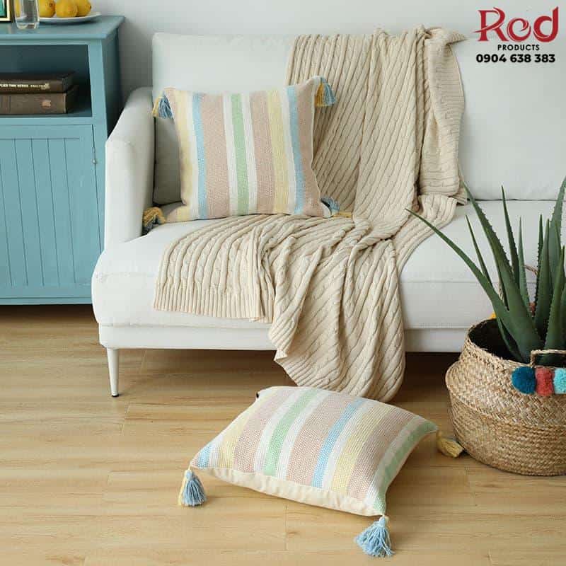 Vỏ Gối tựa lưng sofa sọc màu tươi sáng PCH1004 16