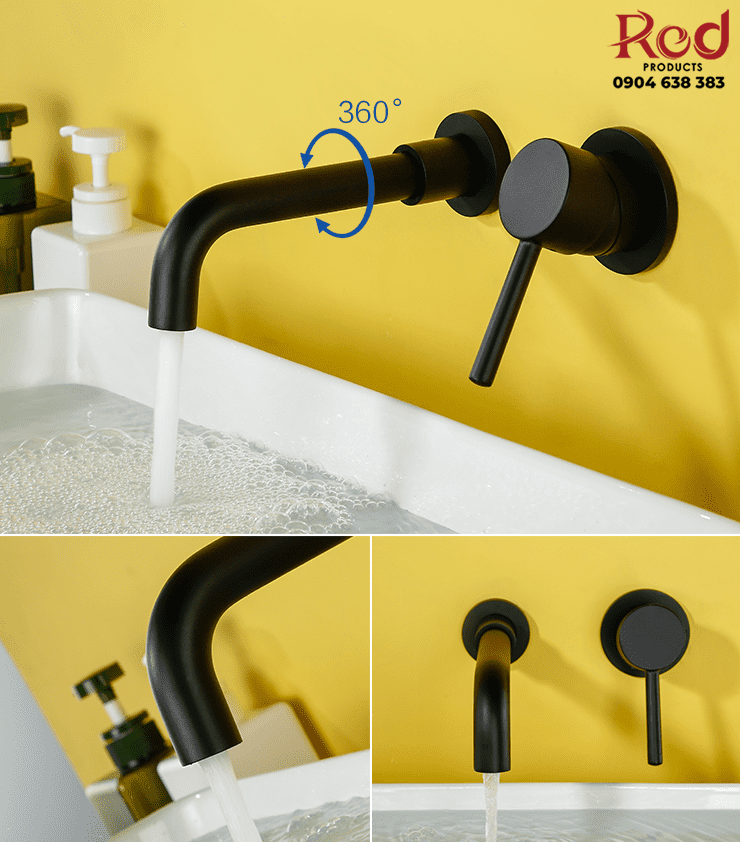 Vòi lavabo âm tường bằng đồng kiểu Đức DL8001-A 8