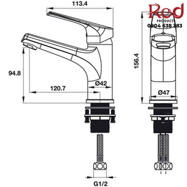 Vòi lavabo nóng lạnh Vigor 90 Hafele 495.61.139 10