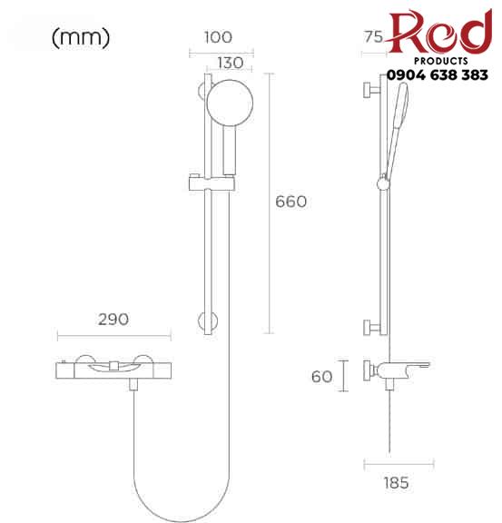 Vòi sen đứng nóng lạnh kiểu Đức bằng đồng DL7003-B 11