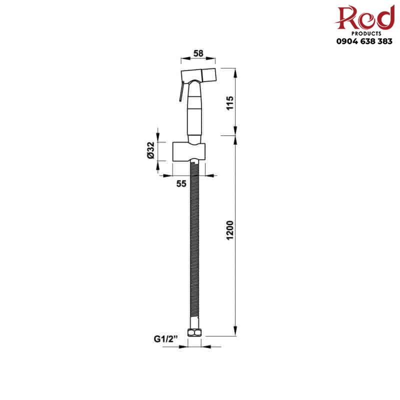 Vòi xịt vệ sinh có giá đỡ và dây sen 120 Hafele 485.95.032 15