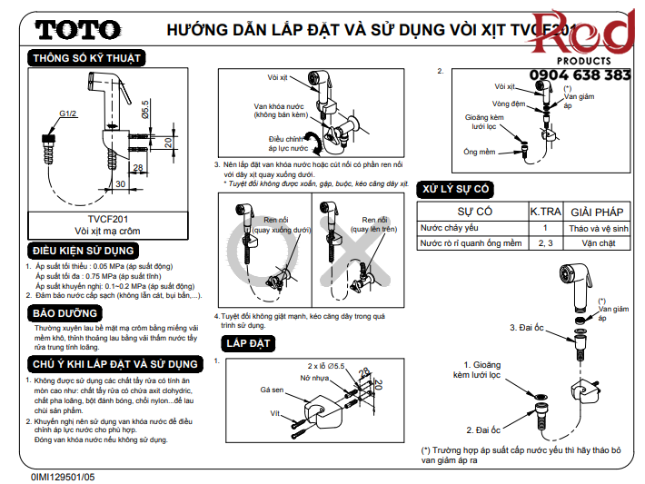 Vòi xịt vệ sinh phòng tắm Inox TOTO TVCF201 2