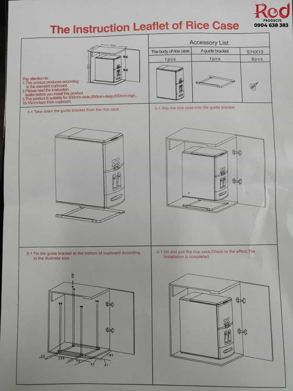 Thùng đựng gạo âm tủ thông minh 18kg B-18-4 3