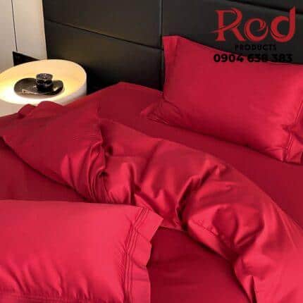 Bộ chăn ga gối satin màu đỏ lãng mạn JJ4365