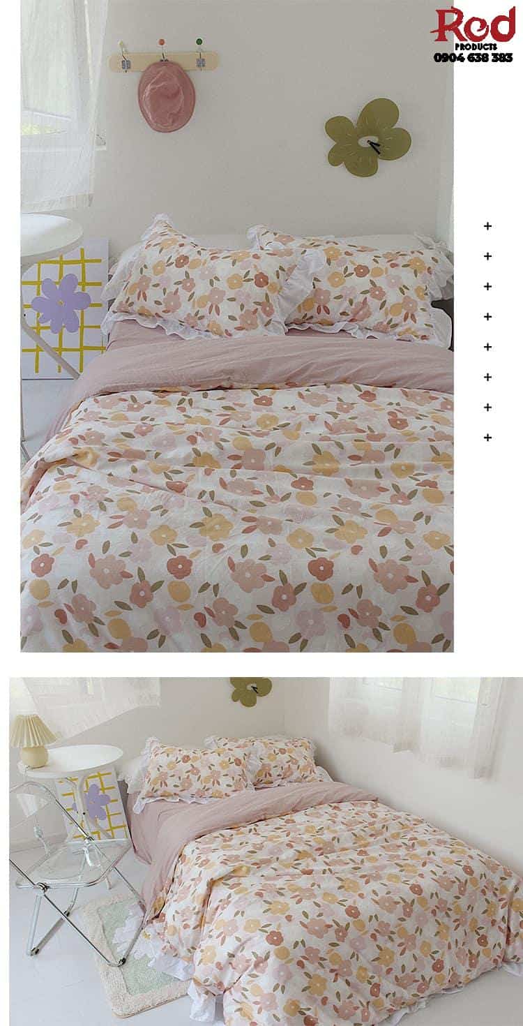 Bộ chăn ga gối cotton hoa xuân nhẹ nhàng MM6724A 8