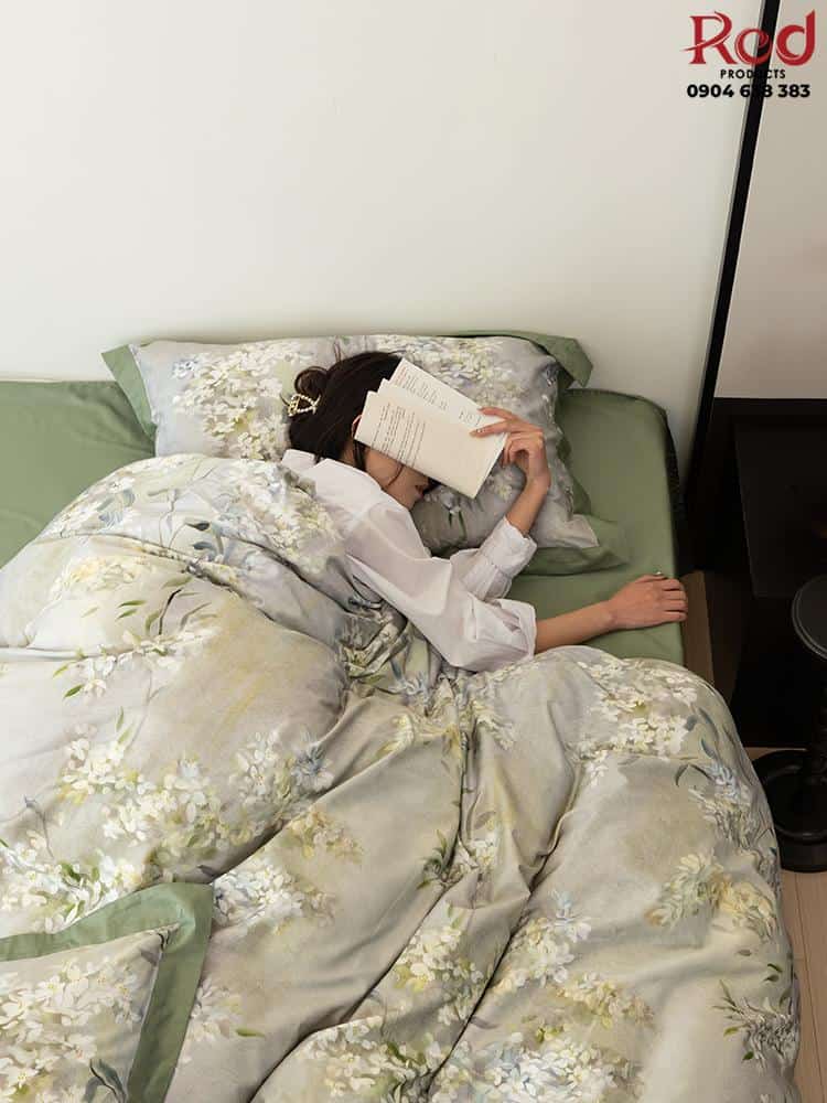 Bộ chăn ga gối họa tiết hoa lá cổ điển JJ2240 3