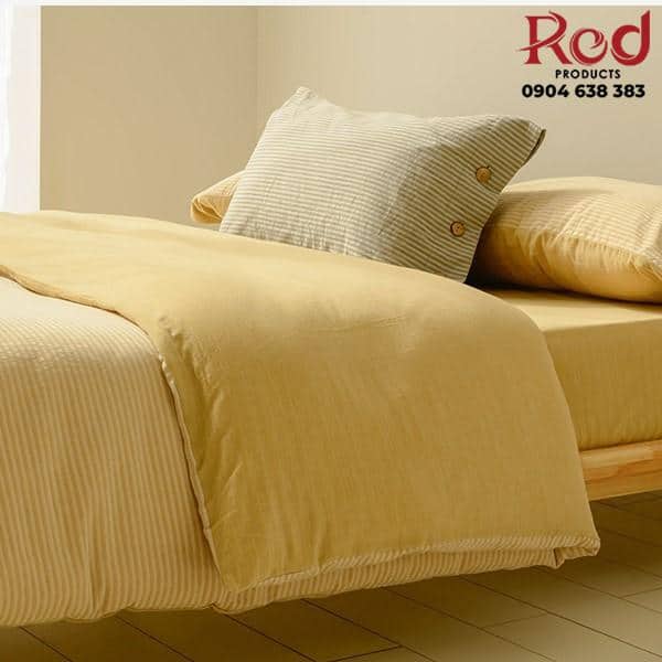 Bộ chăn ga gối sáp mềm gân xanh nút cài JJ9016 16