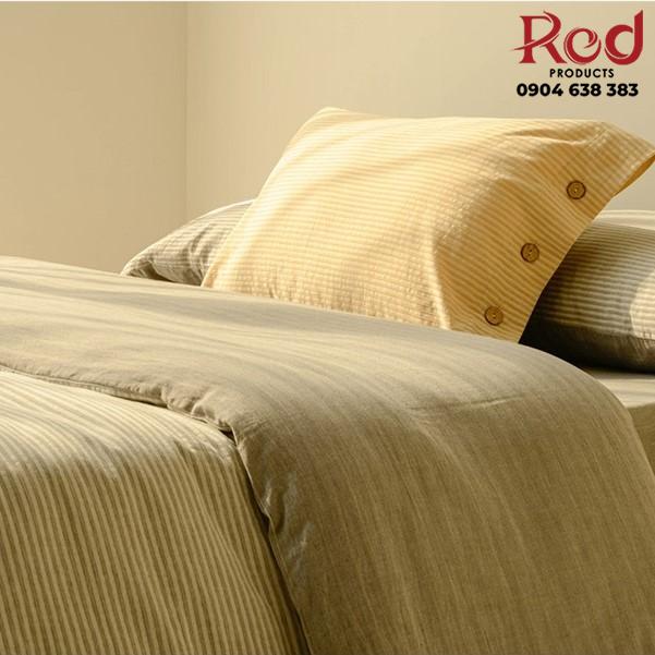 Bộ chăn ga gối sáp mềm gân xanh nút cài JJ9016 13
