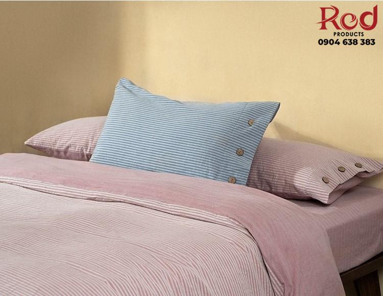 Bộ chăn ga gối sáp mềm gân xanh nút cài JJ9016 14