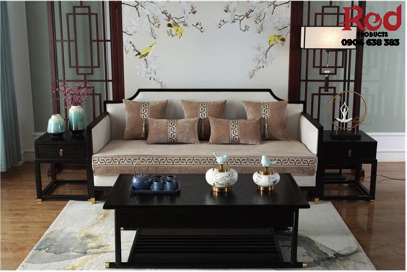 Khăn trải sofa màu cà phê họa tiết chữ V HEP02