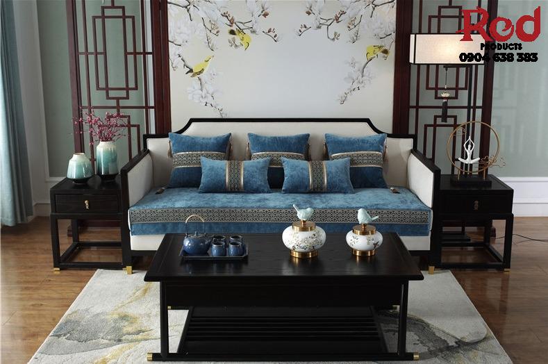 Khăn trải sofa màu xanh họa tiết vân mây HEP02