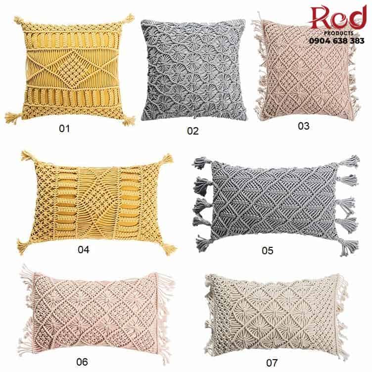 Vỏ gối trang trí sofa tua rua nút thắt Macrame PCH2723 5