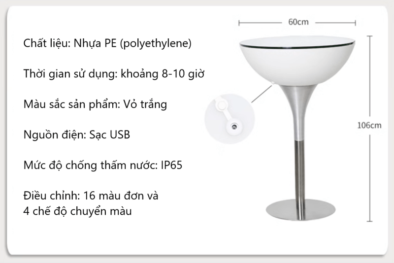 Bàn đèn LED phát sáng quầy bar ngoài trời XY6779 17