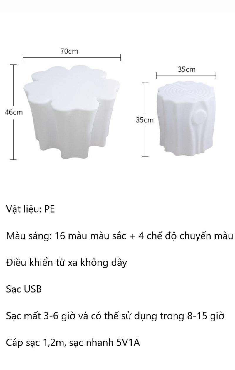 Bàn ghế đèn led mô hình khúc gỗ độc đáo XC383 12