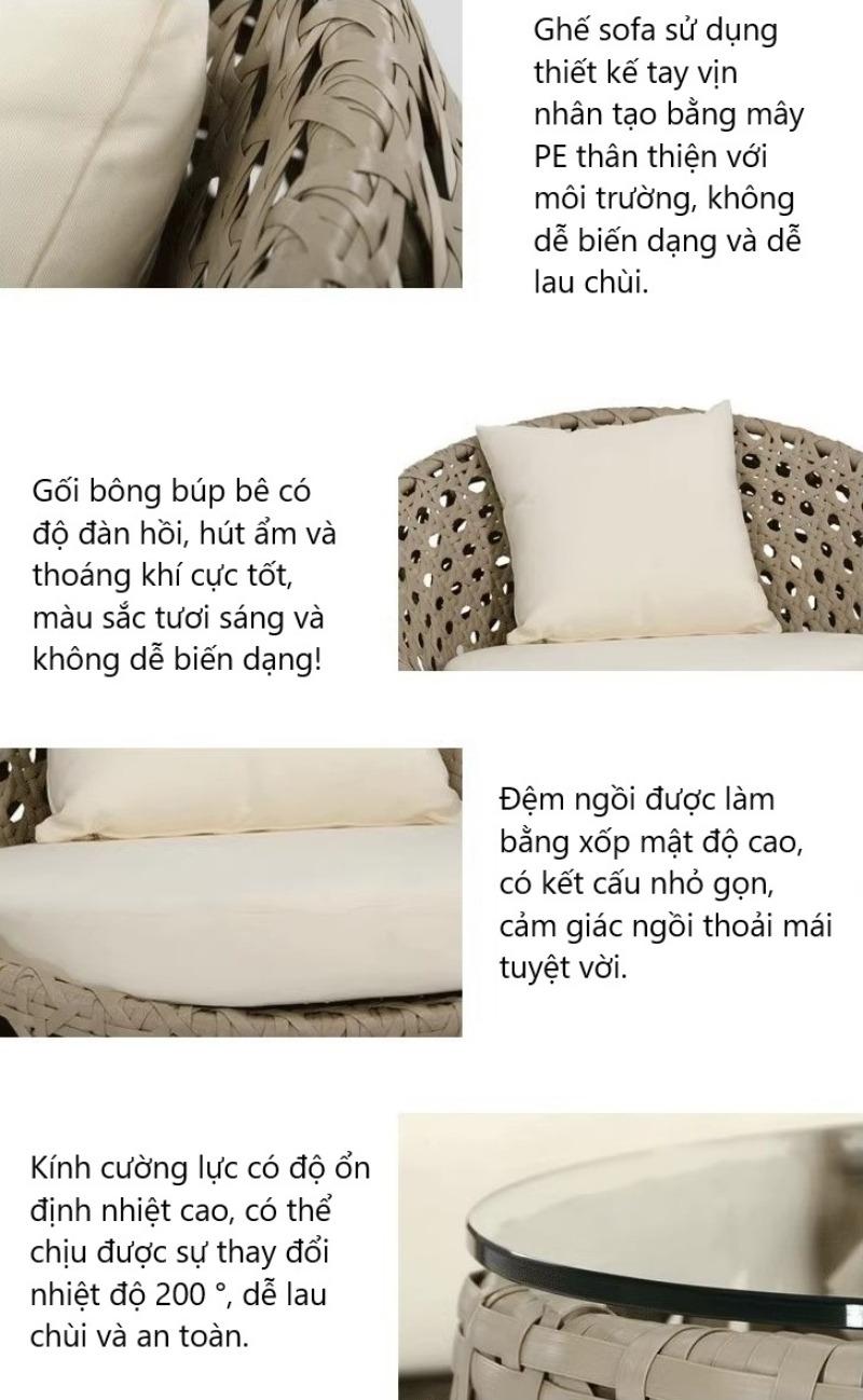 Bàn ghế sofa giả mây thư giãn hình kén SDF001 13