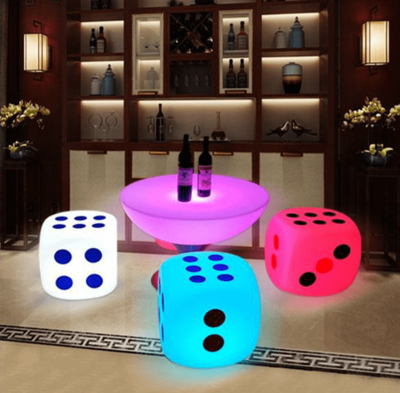 Bộ bàn ghế bar đèn led hình xí ngầu sáng tạo RIT619 2 Bộ bàn ghế bar đèn led hình xí ngầu sáng tạo RIT619 5