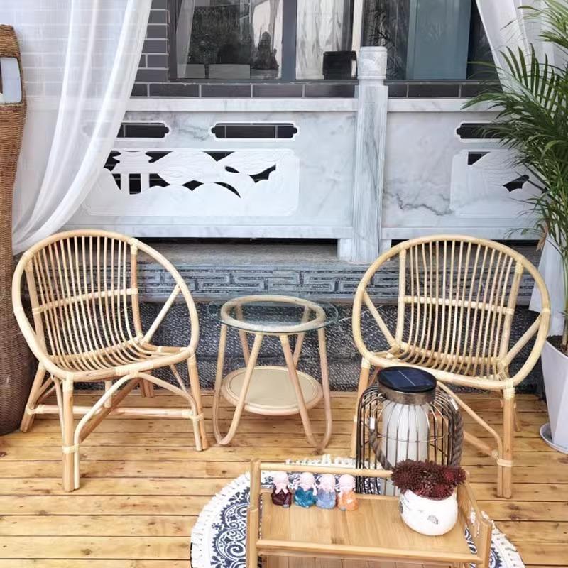 Bộ bàn ghế mây uống trà thư giãn NH0302 4 Bộ bàn ghế mây uống trà thư giãn NH0302 7