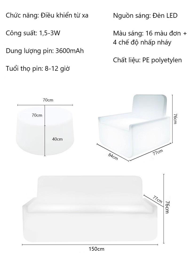 Bộ bàn ghế sofa kết hợp đèn LED phát sáng BF1503 17