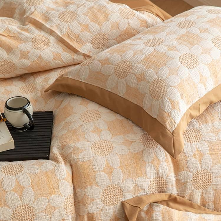 Bộ chăn ga vỏ gối cotton dệt hoa hướng dương JJ8470 9