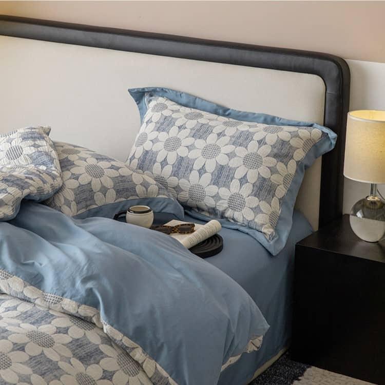 Bộ chăn ga vỏ gối cotton dệt hoa hướng dương JJ8470 8