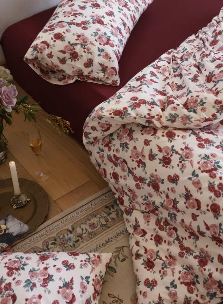 Bộ chăn ga gối cotton hoa hồng quyến rũ ZH5911 7