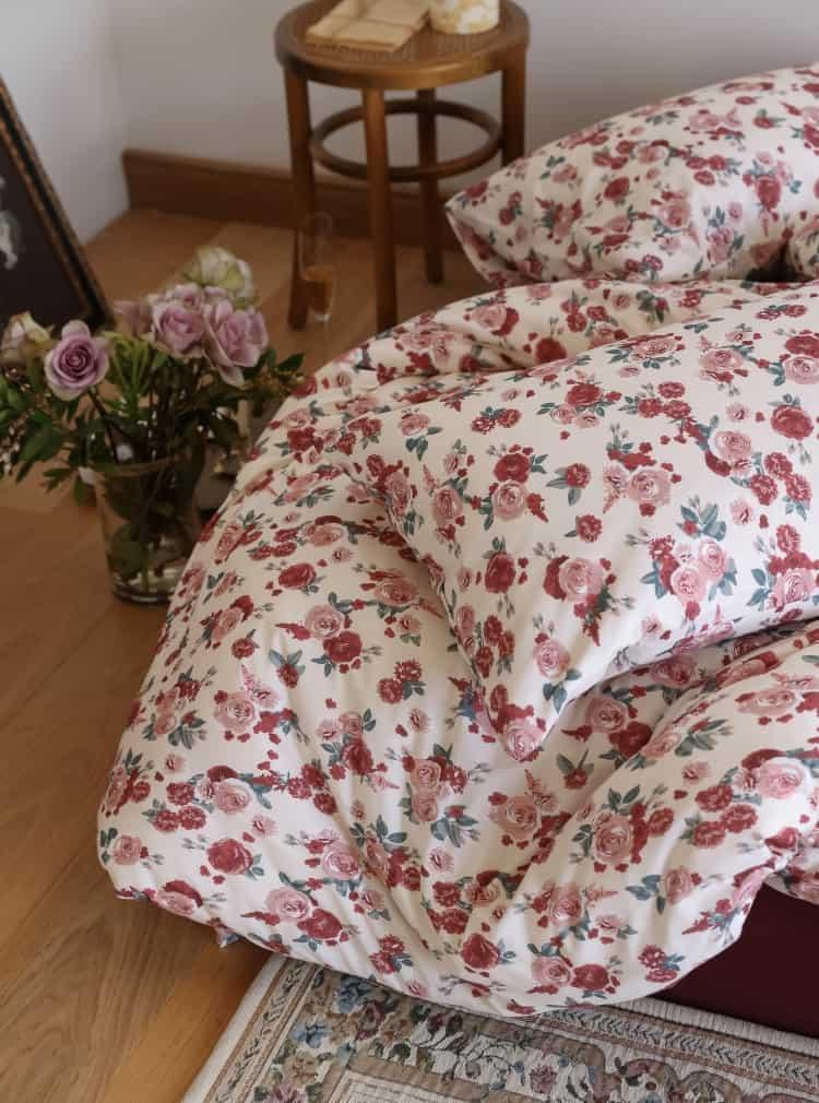 Bộ chăn ga gối cotton hoa hồng quyến rũ ZH5911 9