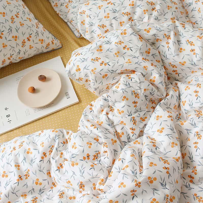 Bộ chăn ga gối cotton hoa nhí màu cam MM1550A 5