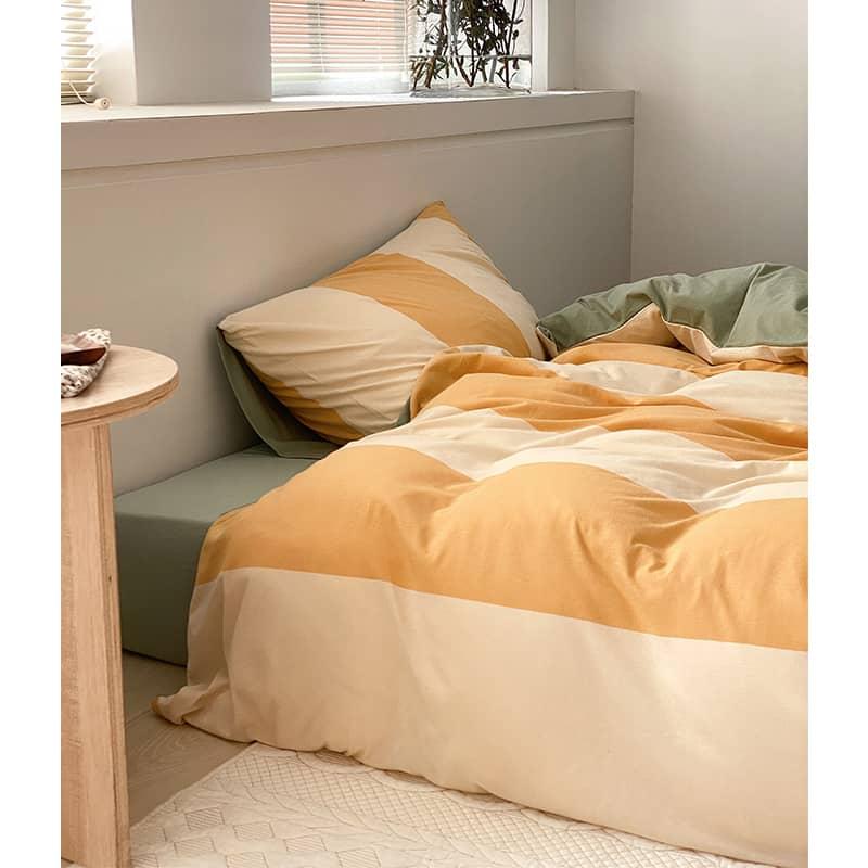 Bộ chăn ga gối cotton kẻ sọc siêu mềm MM8059 9