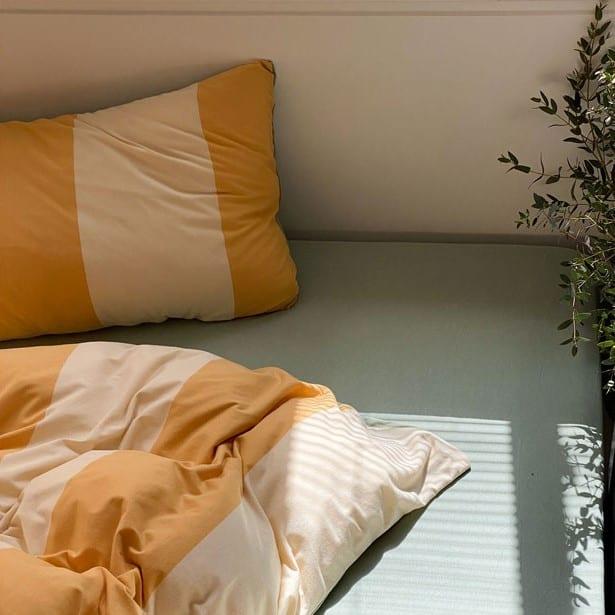 Bộ chăn ga gối cotton kẻ sọc siêu mềm MM8059 11