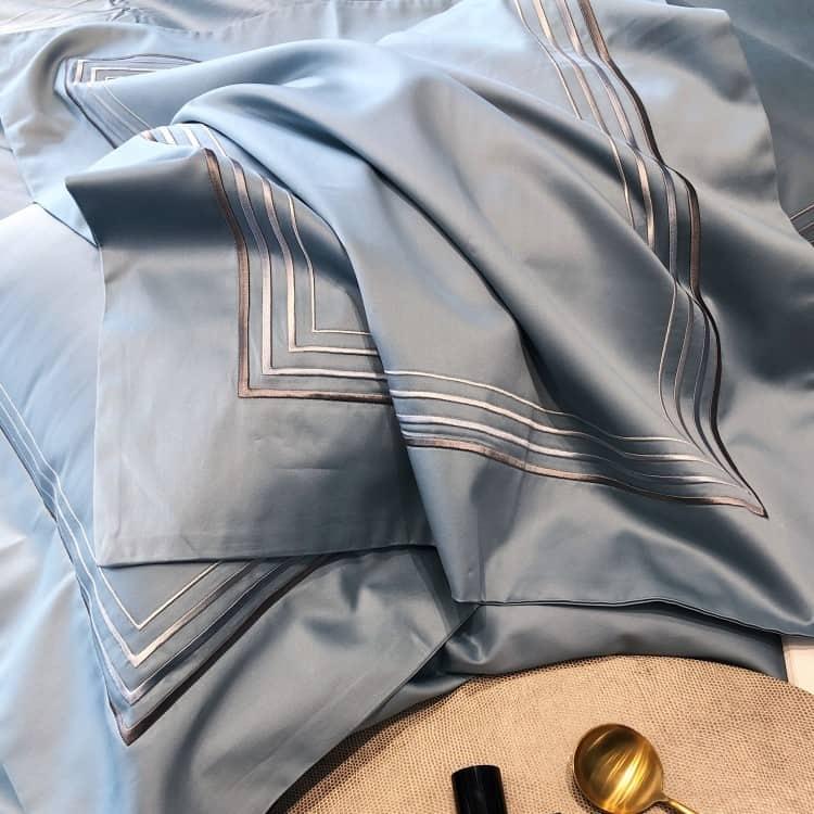 Bộ chăn ga gối Cotton Satin sọc sợi cao cấp ZH5481 7
