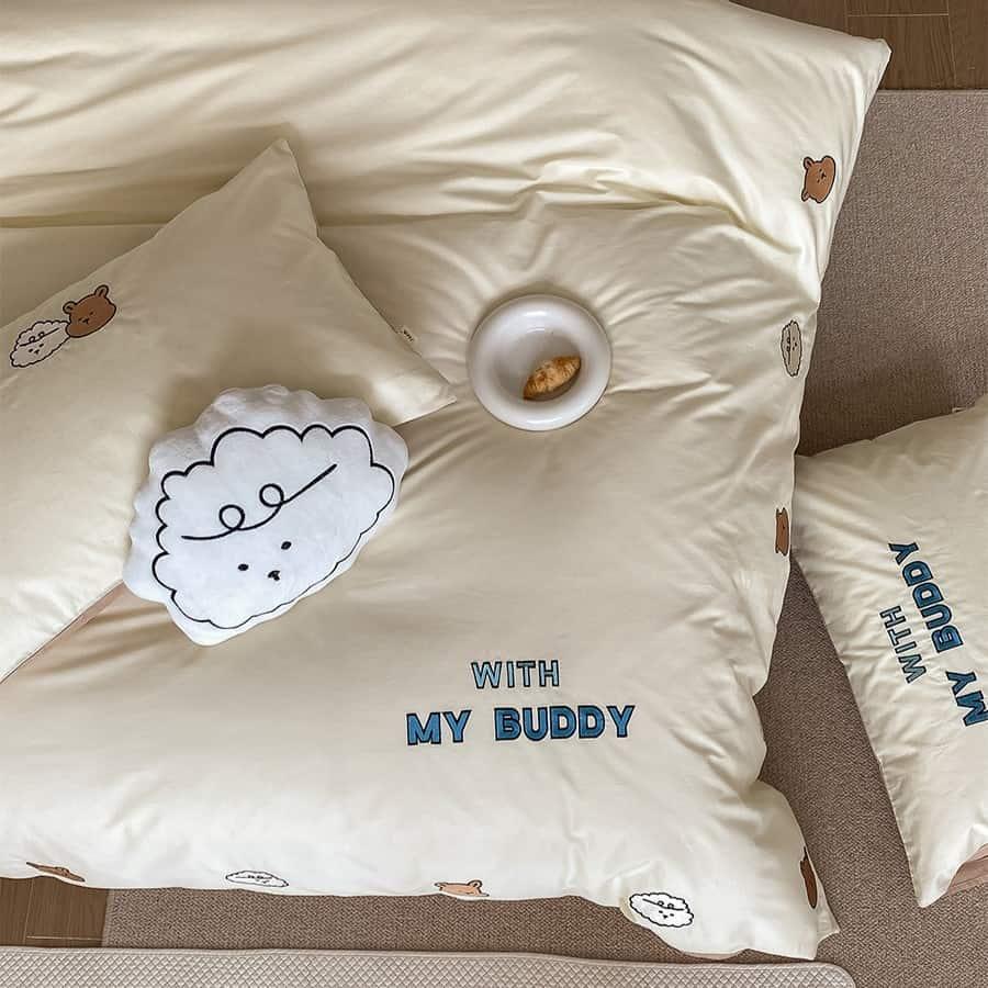 Bộ chăn ga gối cotton thêu hoạt hình Puppy MM6768 3